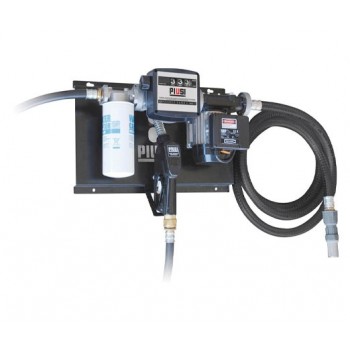 Pompe à gasoil 230V 100 l/min avec pistolet automatique/volucompteur/filtre absorption d'eau/tuyau d'aspiration - station murale